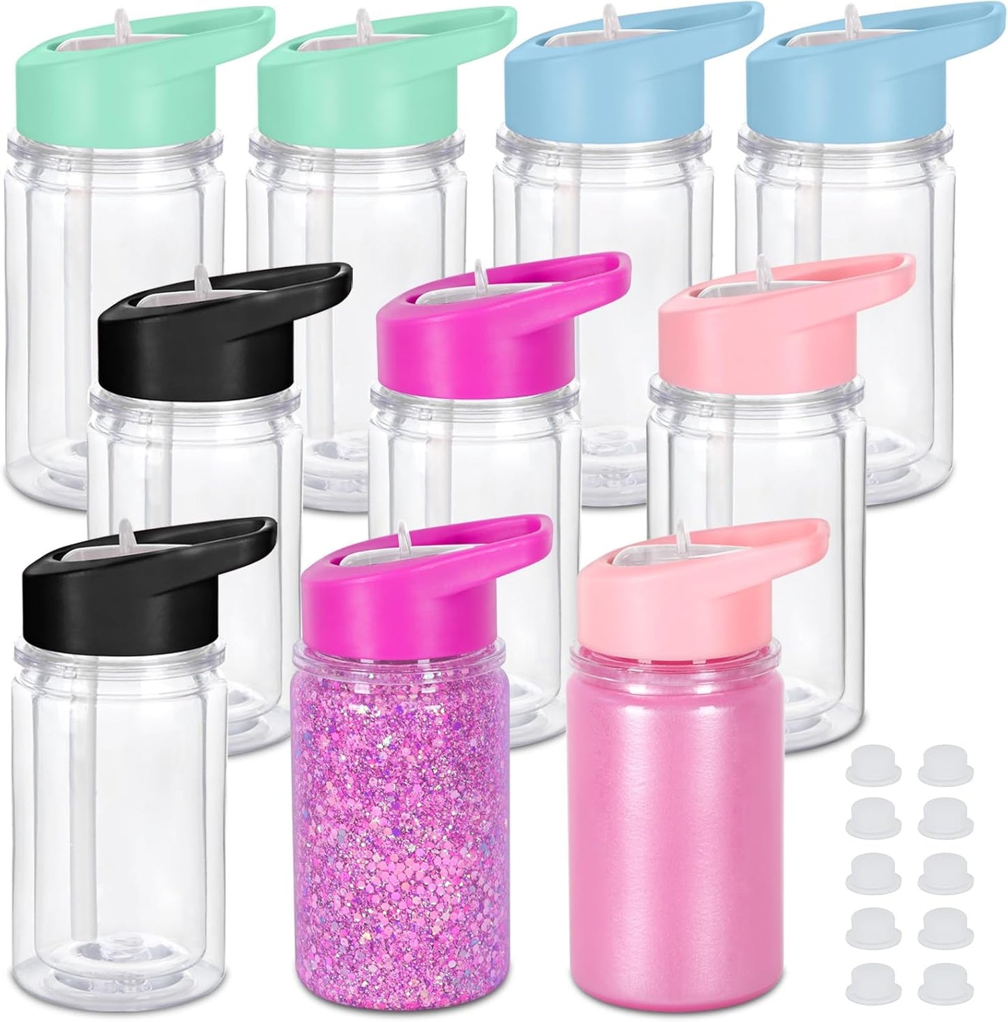 10 oz Kids Snowglobe Tumbler Flip Top Leakproof Multiple Colors Available