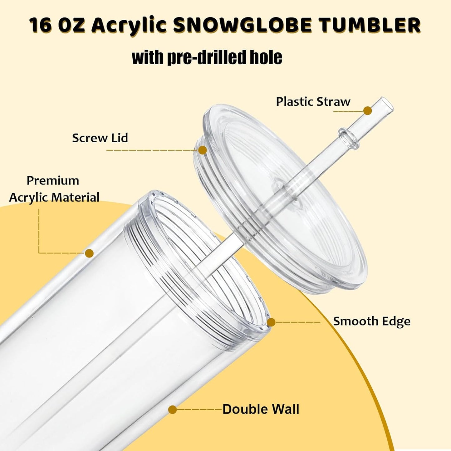 16 oz Skinny Snowglobe Tumbler