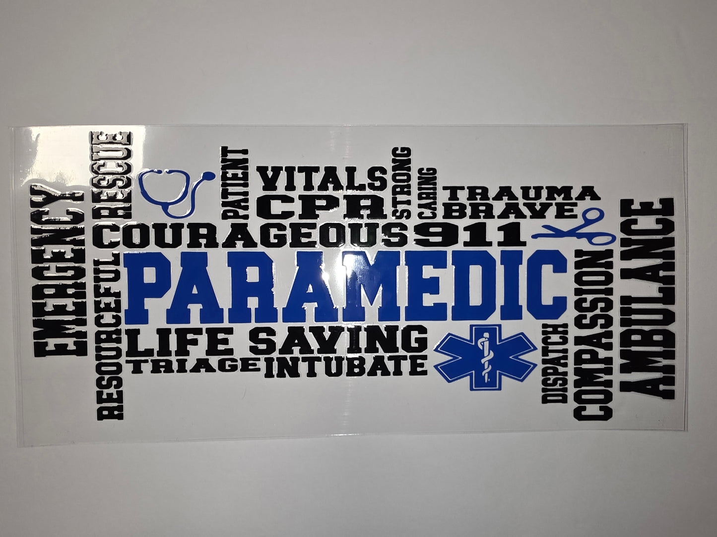 Paramedic Word Art Tumbler Wrap - Blue & Black Design