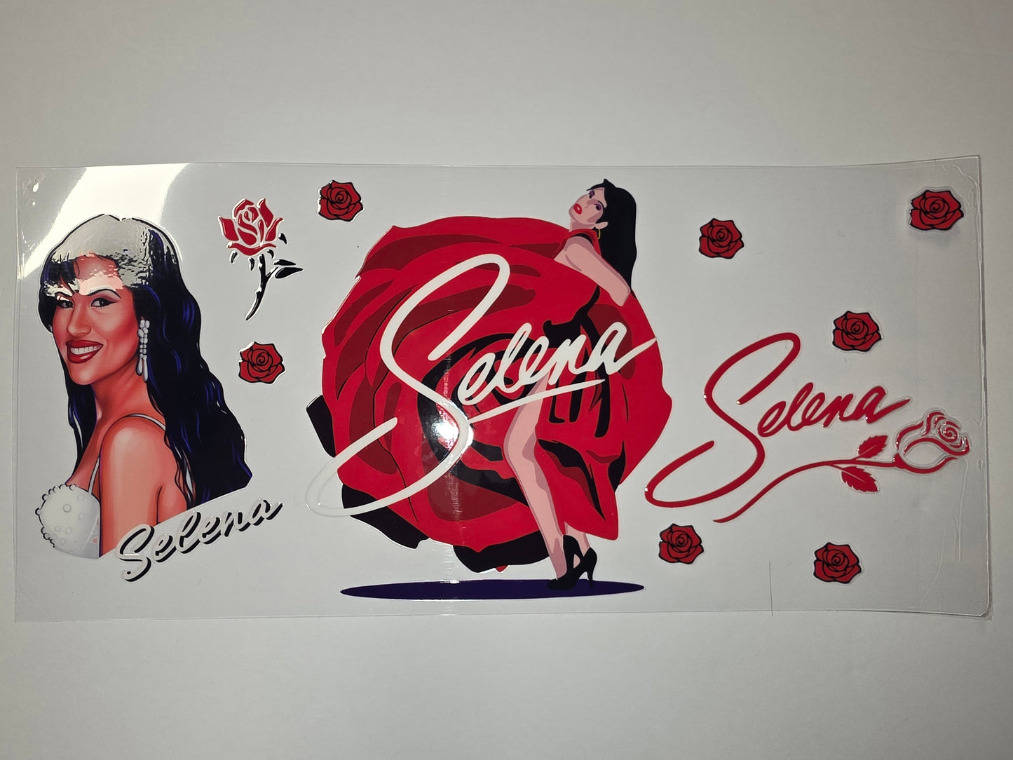 Selena Quintanilla Tumbler Wrap - Red Rose Design - Vibrant & Iconic