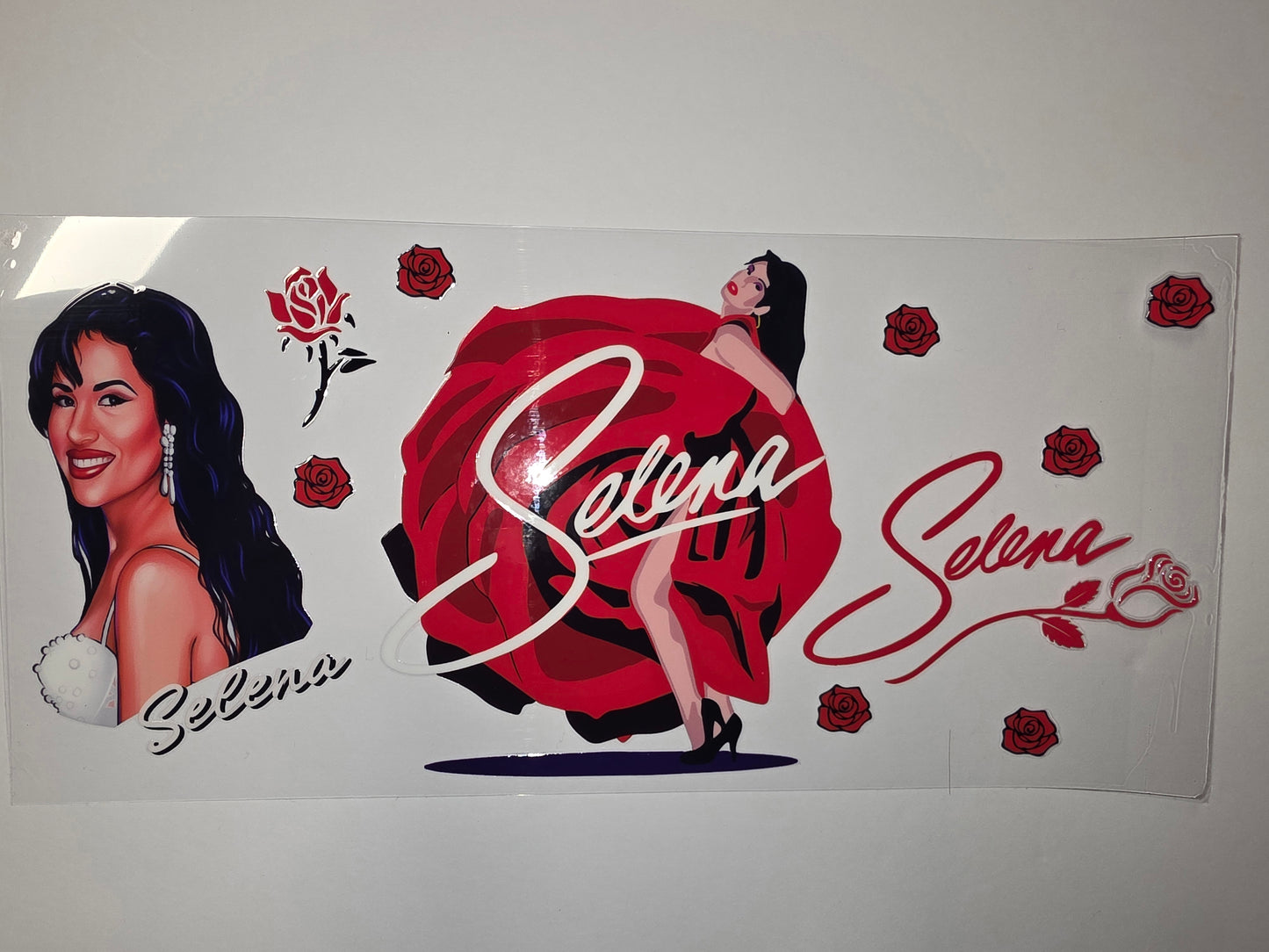 Selena Quintanilla Tumbler Wrap - Red Rose Design | Music Icon Cup Decal