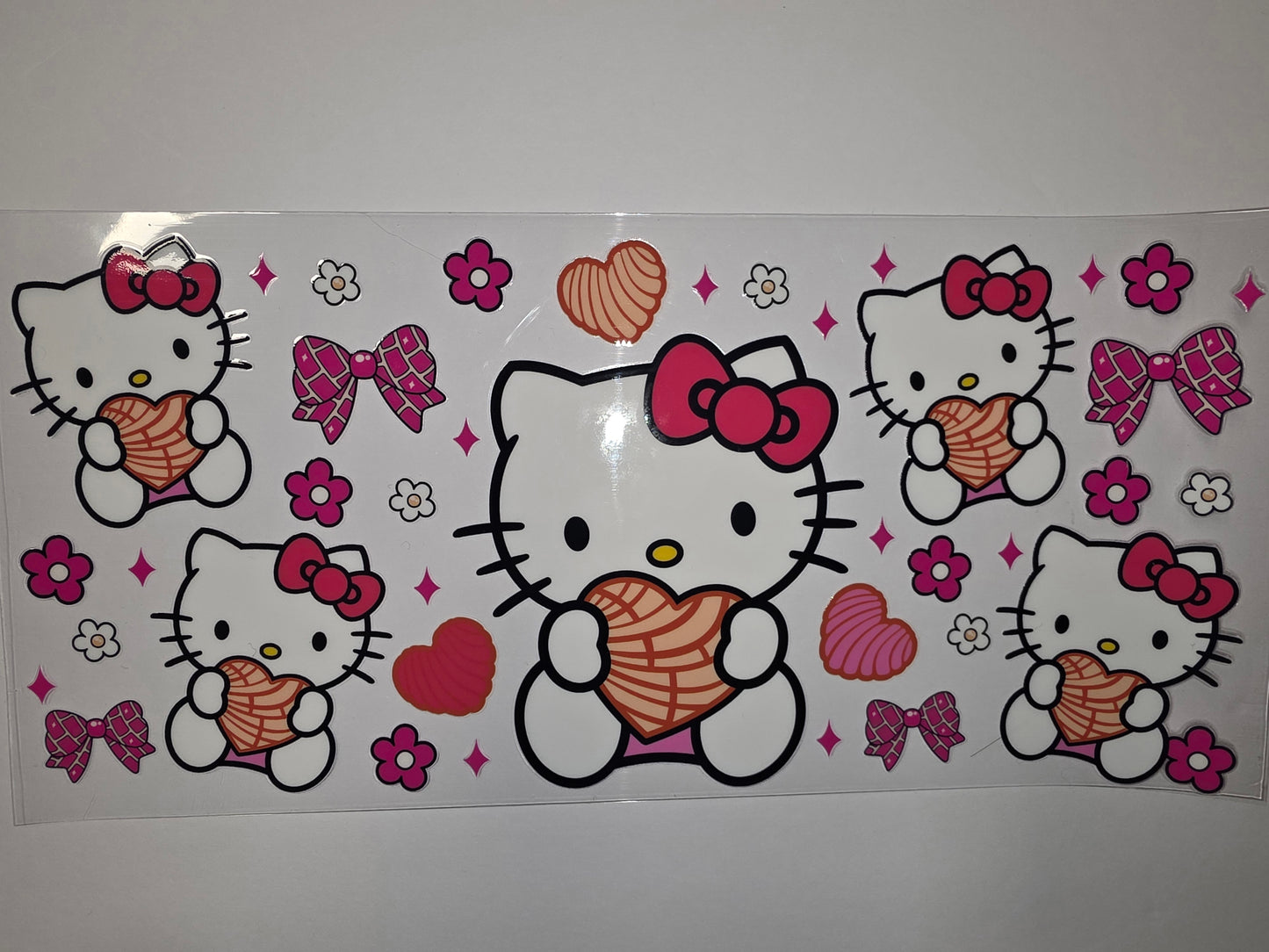 Hello Kitty Heart & Bow Tumbler Wrap - Pink & White Sublimation Design