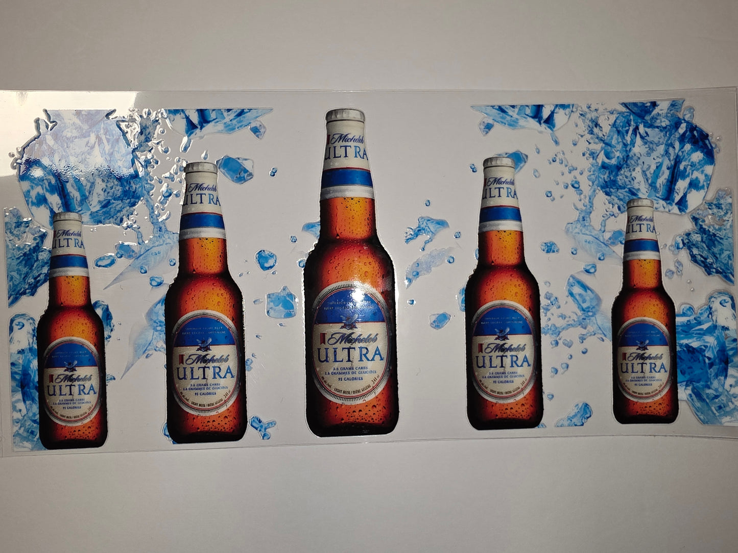 Michelob Ultra Beer Bottle Tumbler Wrap - Blue Ice Splash Design
