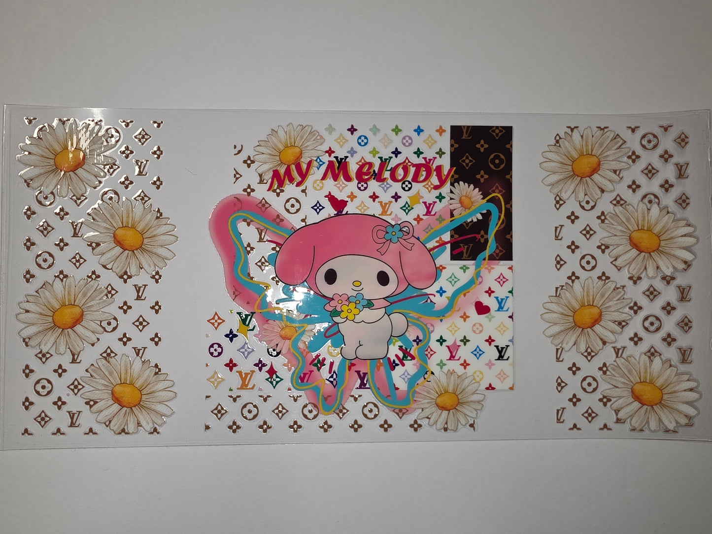 My Melody Daisy LV Pattern Tumbler Wrap - Cute Kawaii Drinkware Decal