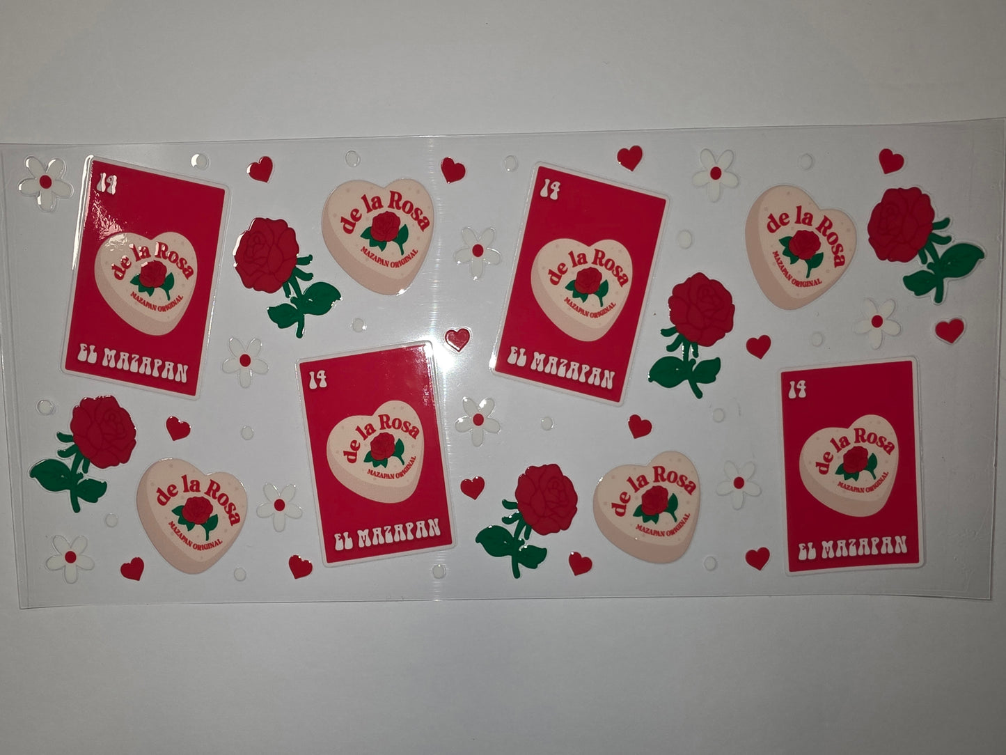 Red Rose & Heart "De la Rosa" Mazapan Inspired Tumbler Wrap | Vintage Mexican Candy Design