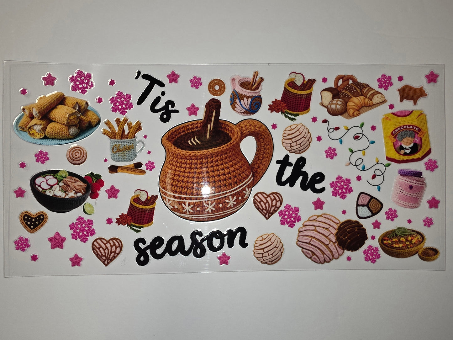 Cozy Mexican Holiday Food & Drink Tumbler Wrap | 'Tis the Season Crochet Style