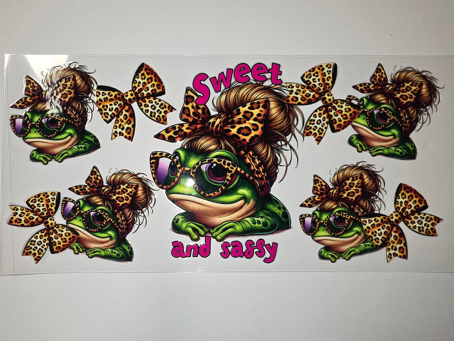 Leopard Print Frog Tumbler Wrap | "Sweet and Sassy" Frog Design | Fun Animal Drinkware Decal