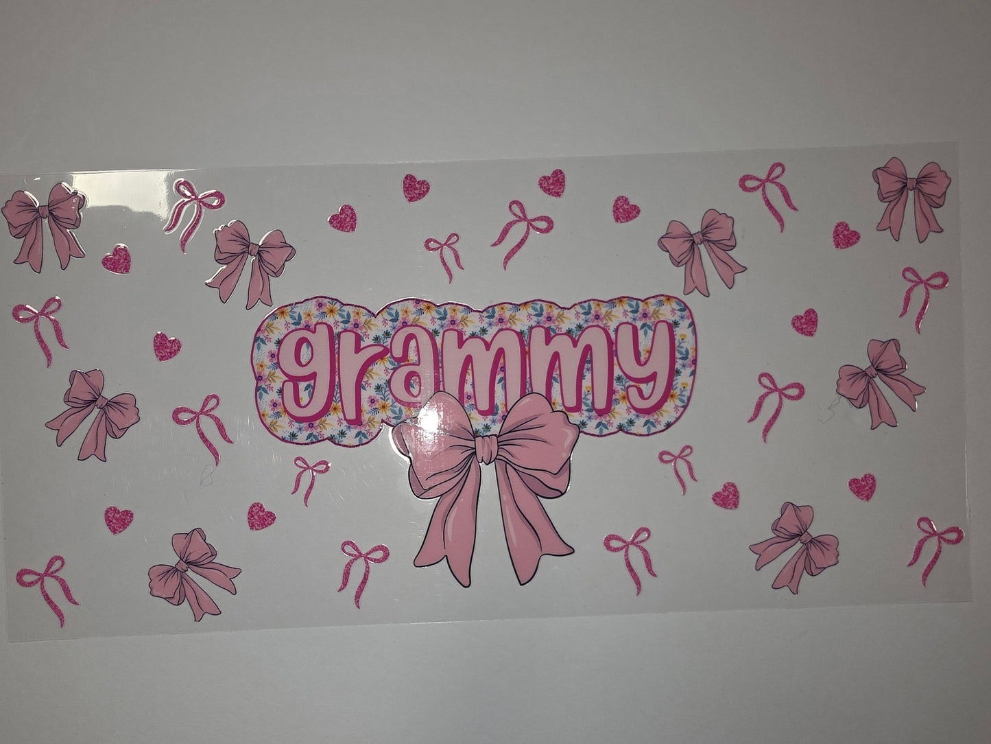 Pink Bows & Hearts "Grammy" Tumbler Wrap - Floral Design