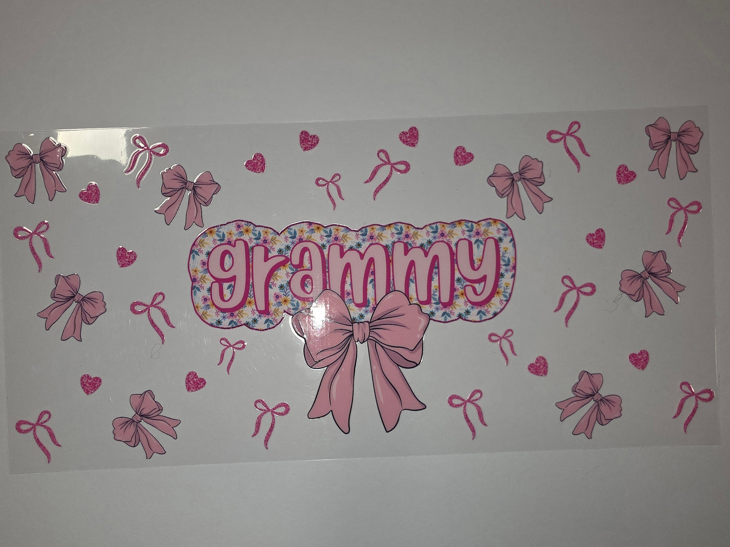Pink Bows & Hearts "Grammy" Floral Tumbler Wrap - Cute Gift for Grandma
