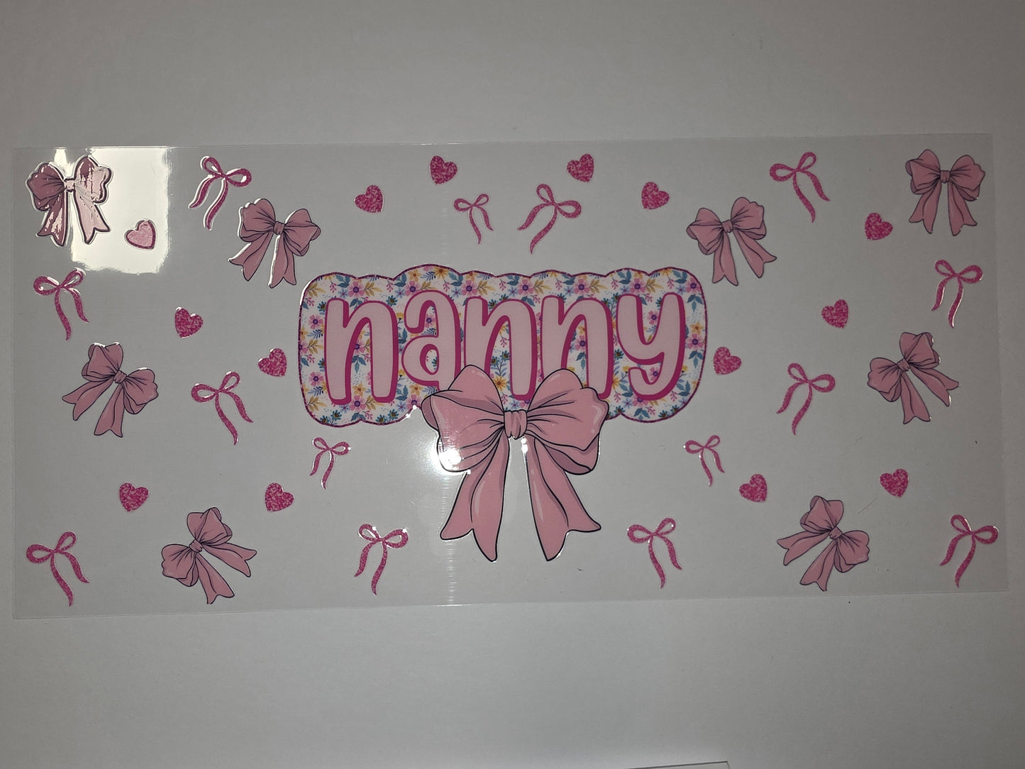 Pink Bows & Floral "Nanny" Tumbler Wrap - Cute Gift for Grandma