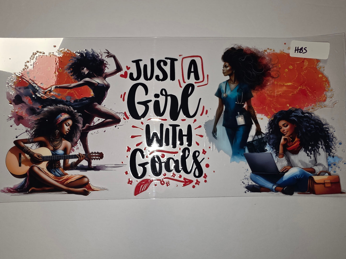 Just A Girl With Goals Tumbler Wrap | Black Women Art | Nurse, Musician, Entrepreneur | Vibrant Colors