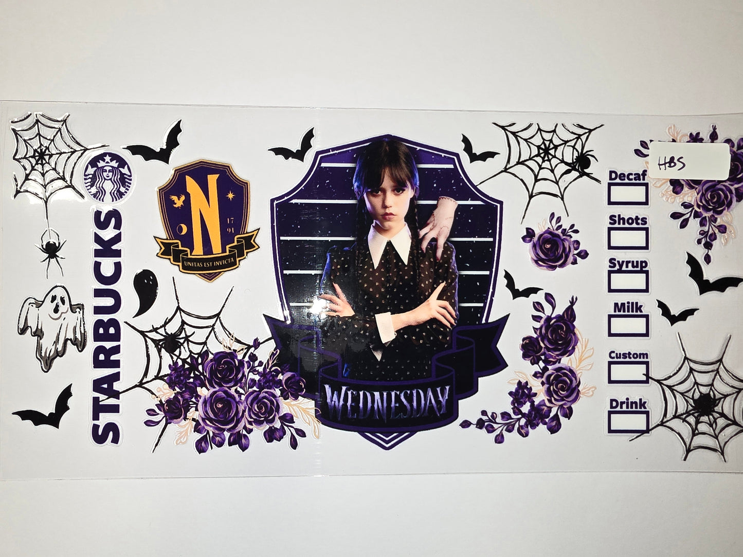 Wednesday Addams Gothic Floral Tumbler Wrap - Spooky Halloween Design
