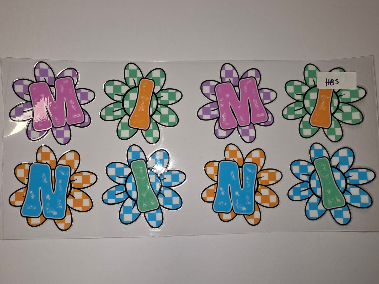 Groovy Flower "Mimi" Tumbler Wrap - Pink, Blue, Green, Orange Gingham