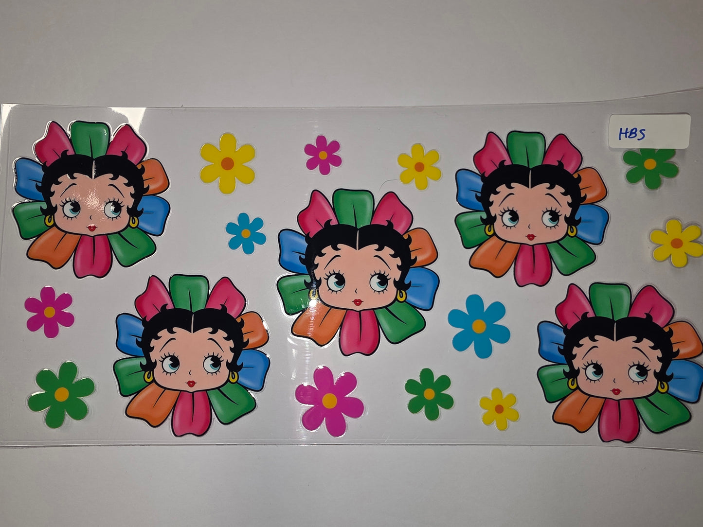 Betty Boop Flower Power Tumbler Wrap | Retro Cartoon Design | Vibrant Colors