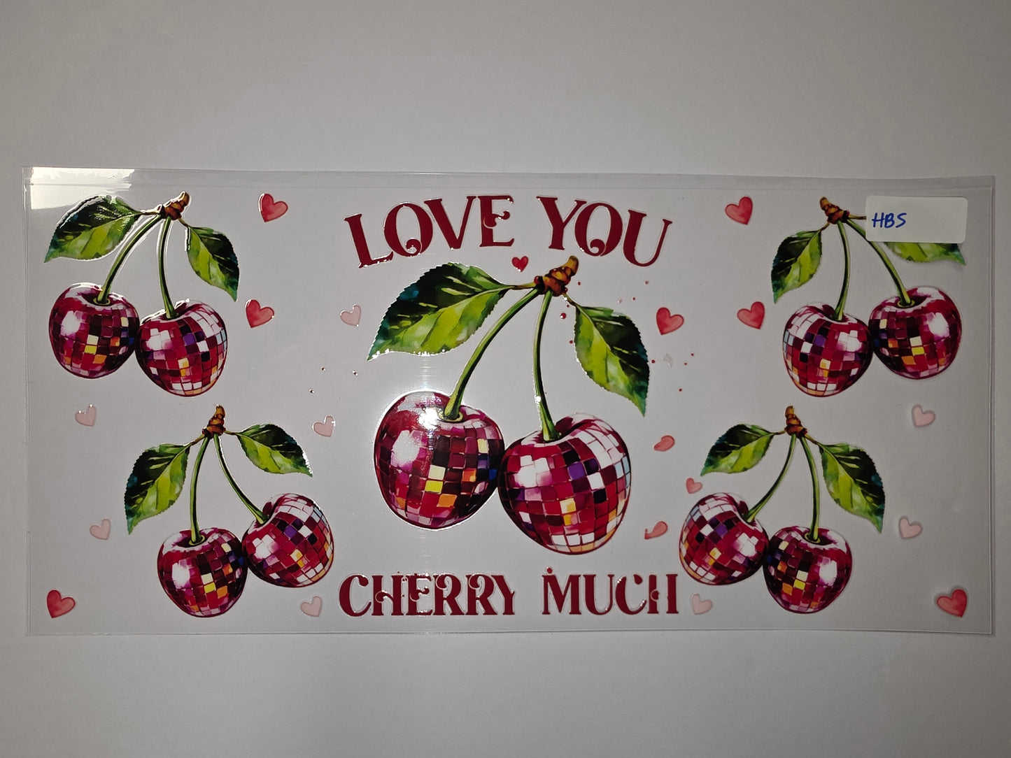 Disco Cherry Tumbler Wrap - Love You Cherry Much Design - Red & Pink Hearts