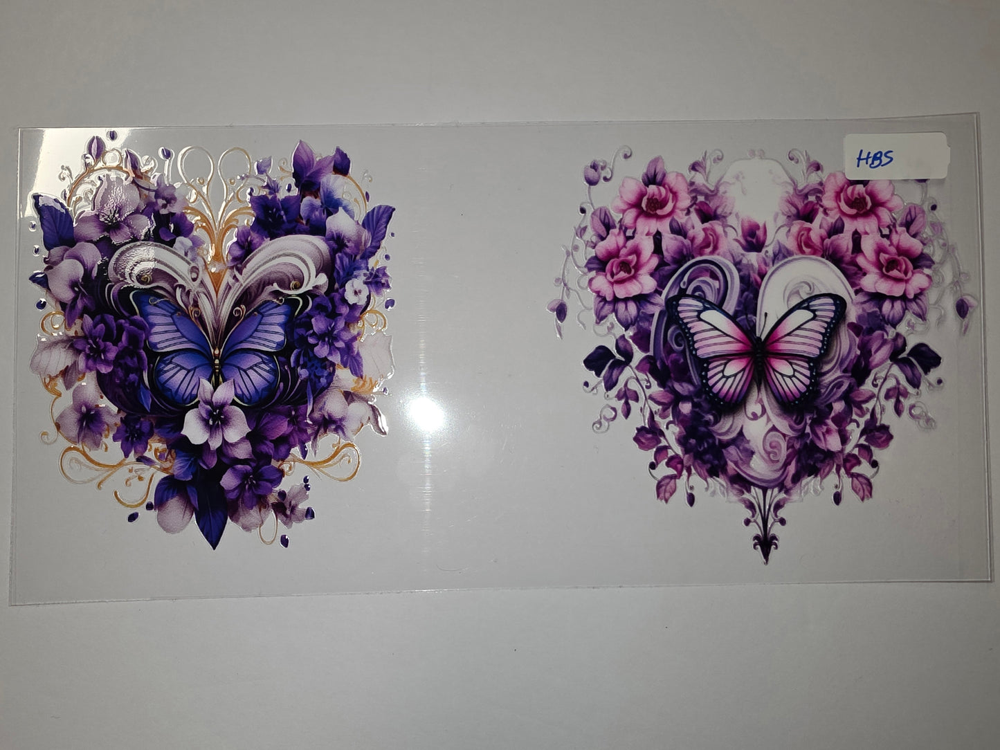 Enchanted Butterfly Floral Heart Tumbler Wrap | Purple Pink Floral Design | Sublimation Cup Art