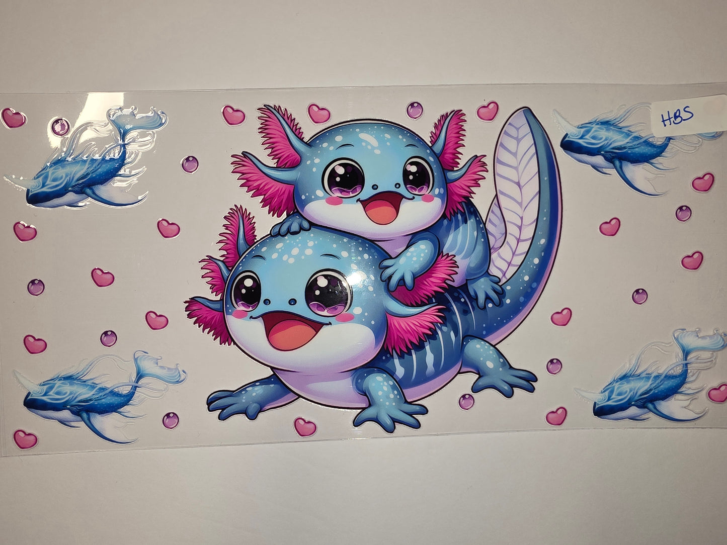 Cute Axolotl & Narwhal Tumbler Wrap - Blue, Pink, Kawaii Animal Design