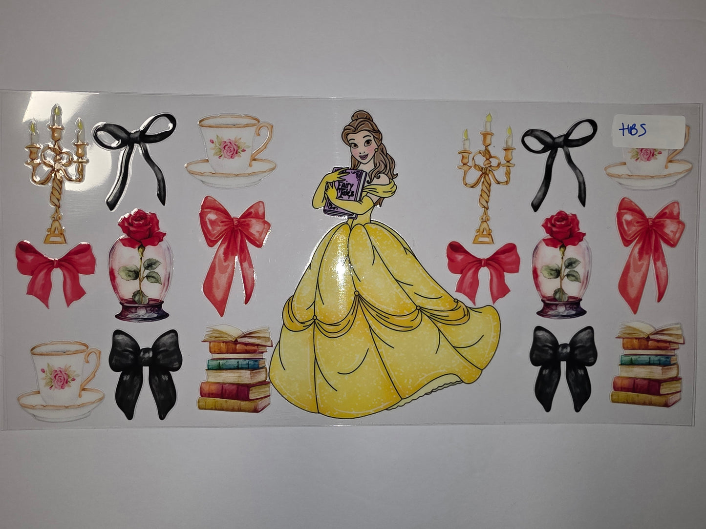 Enchanted Princess Yellow Gown Tumbler Wrap | Fairy Tale Rose & Books Design