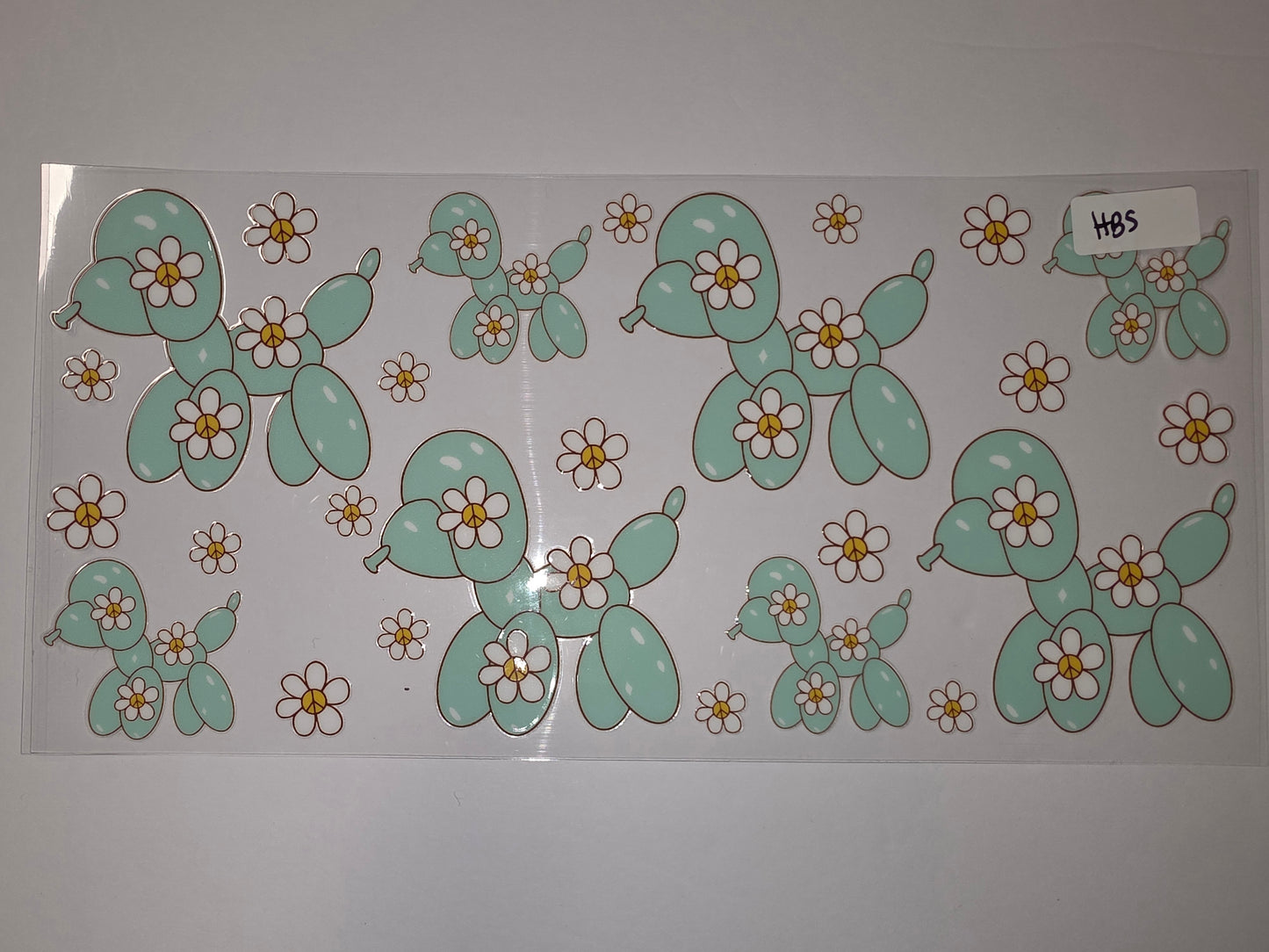 Cute Teal Balloon Dog & Daisy Tumbler Wrap | Sublimation Design