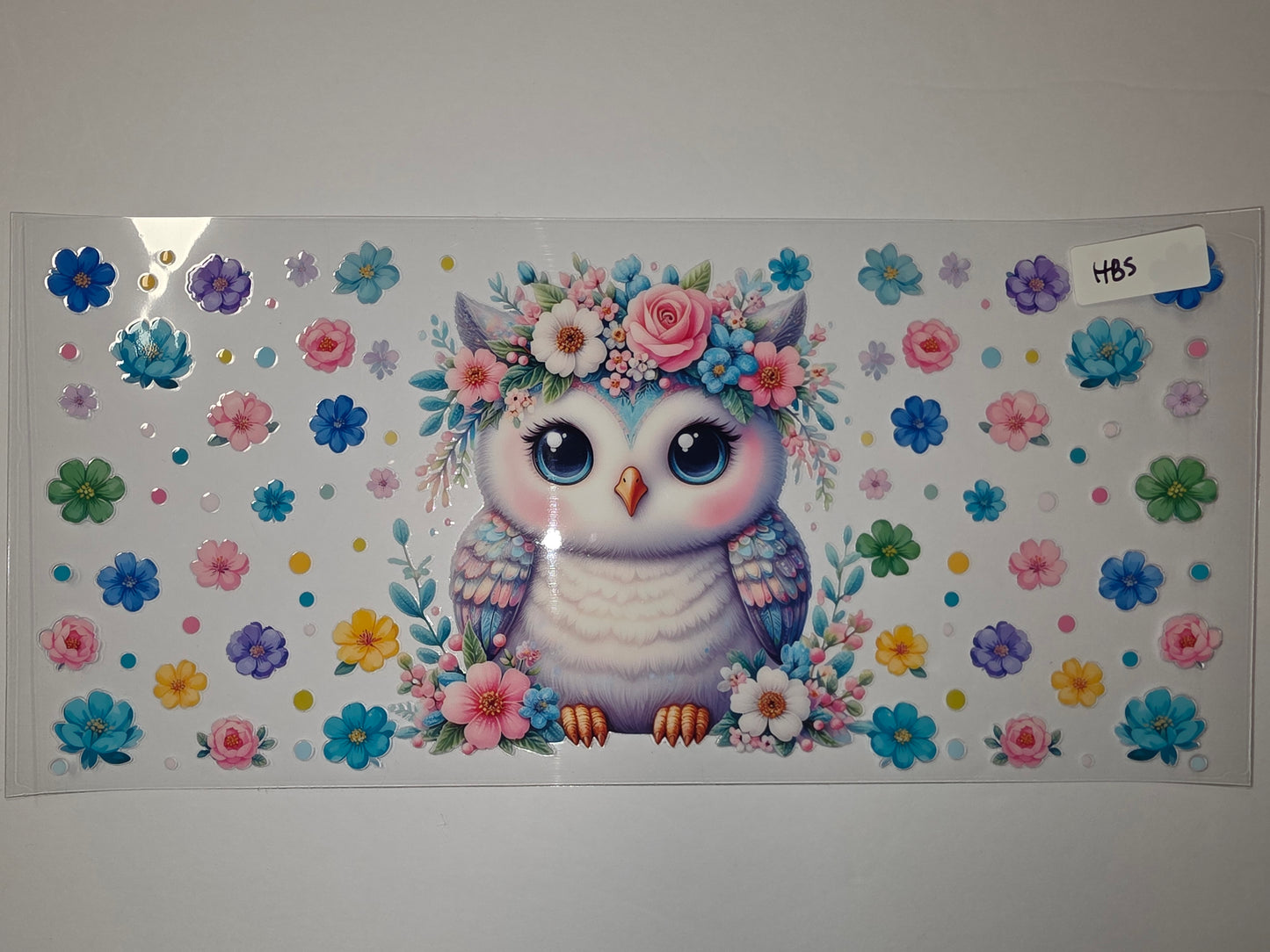 Cute Owl Floral Tumbler Wrap | Kawaii Flower Design | Sublimation Cup Art