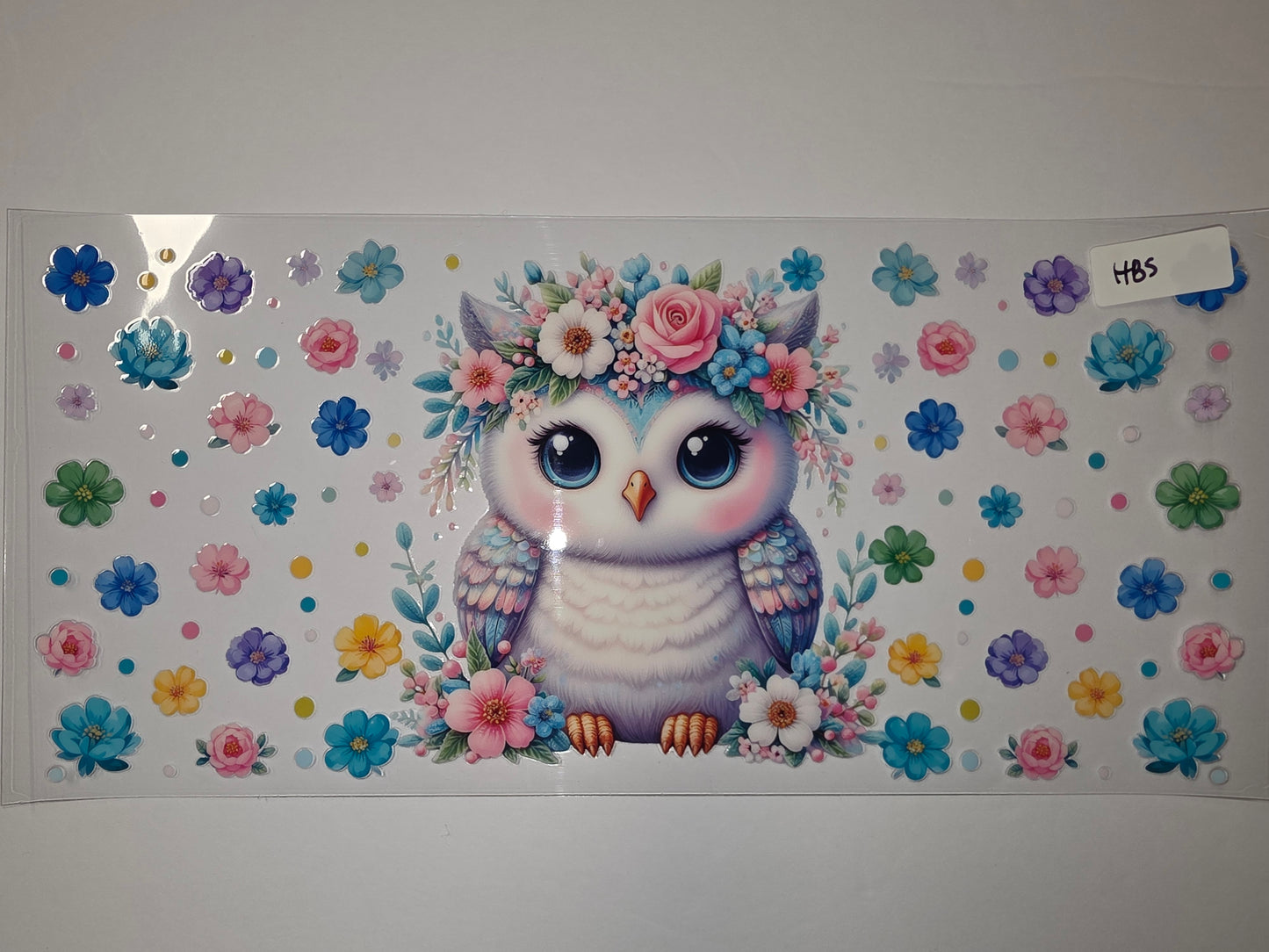 Cute Floral Owl Tumbler Wrap - Whimsical Bird & Flower Design