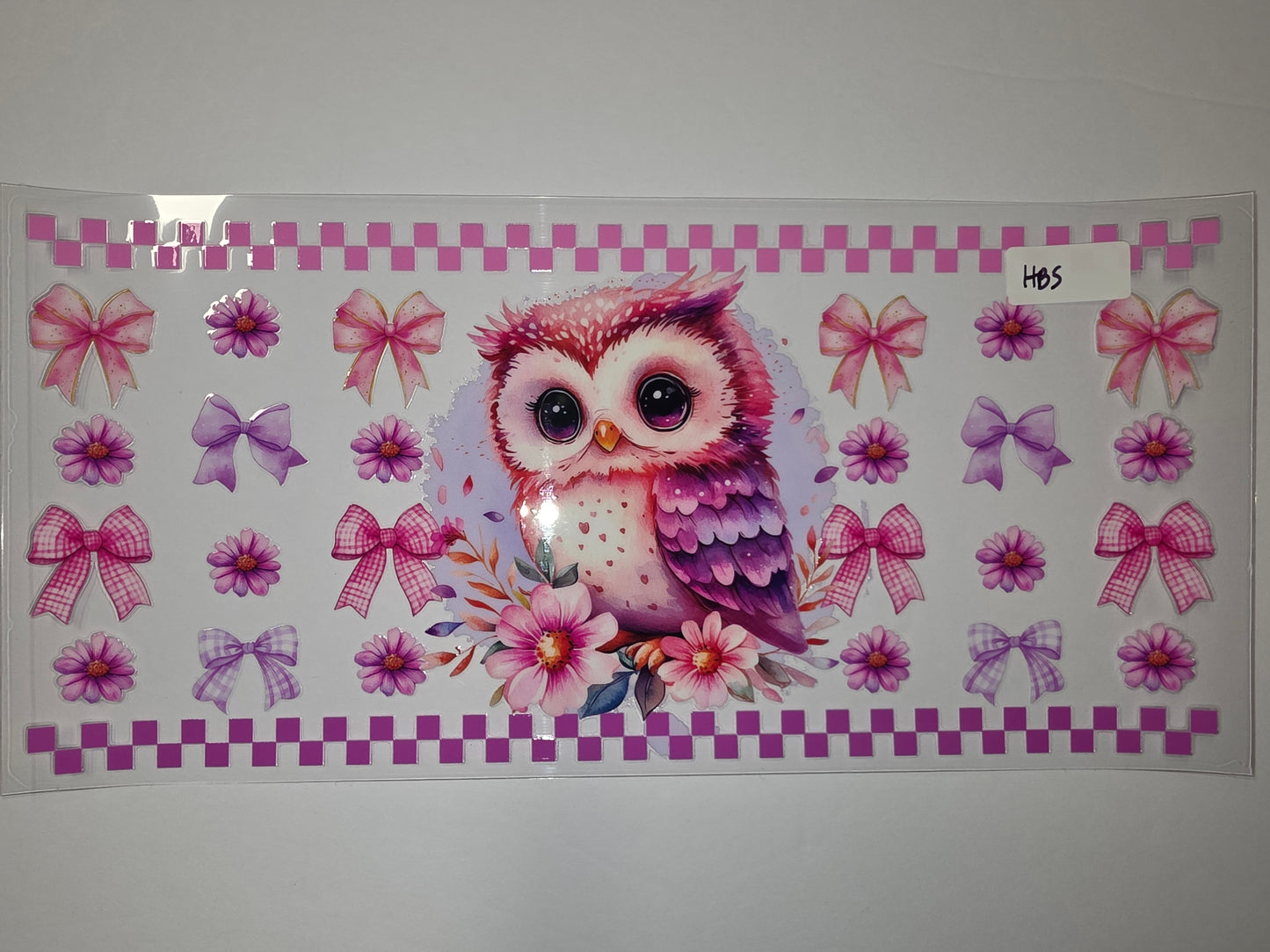 Cute Watercolor Owl & Bow Tumbler Wrap | Pink Purple Floral Sublimation Design