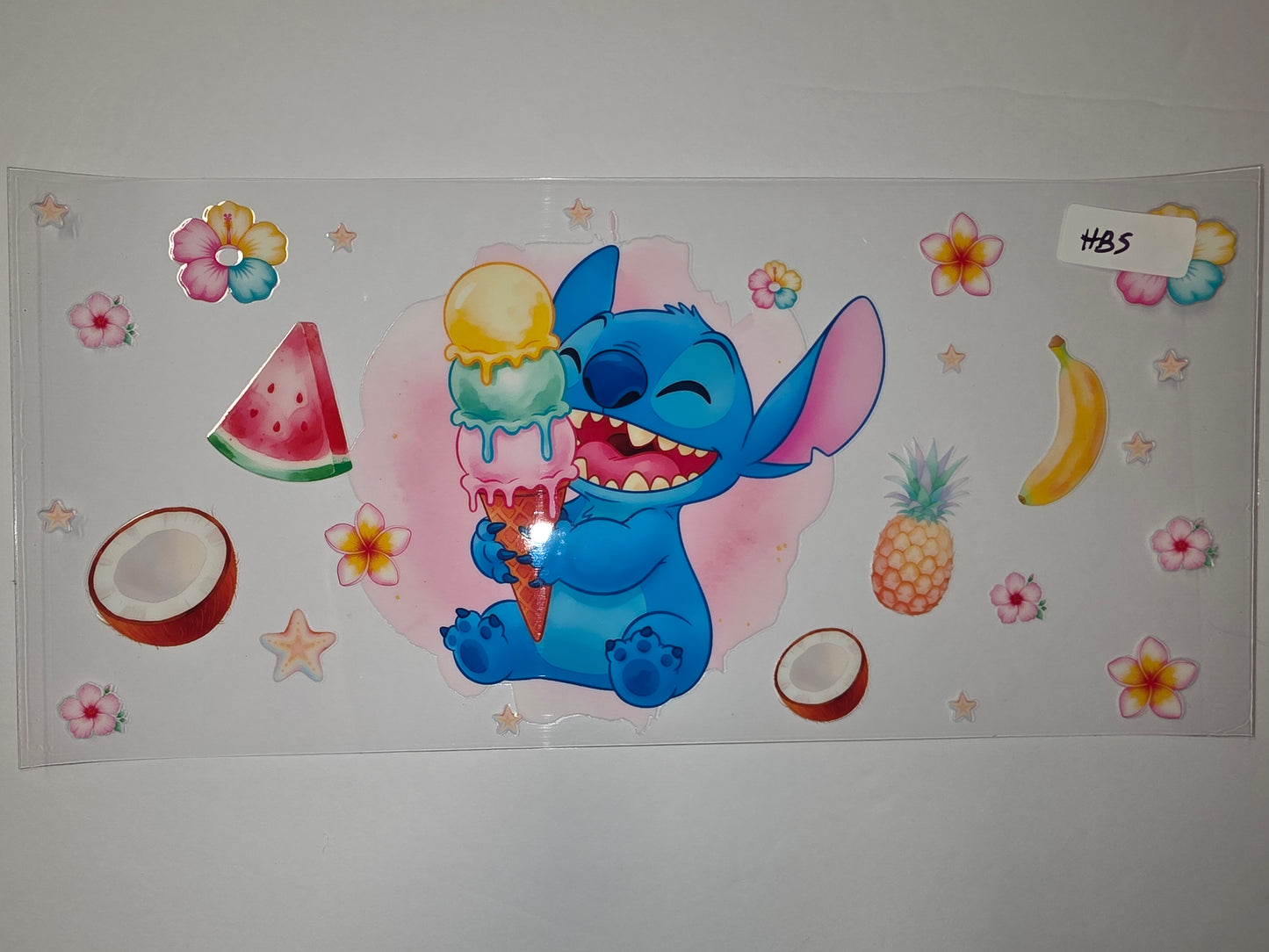 Cute Stitch Ice Cream Tropical Tumbler Wrap | Hawaiian Flowers, Fruit, Stars