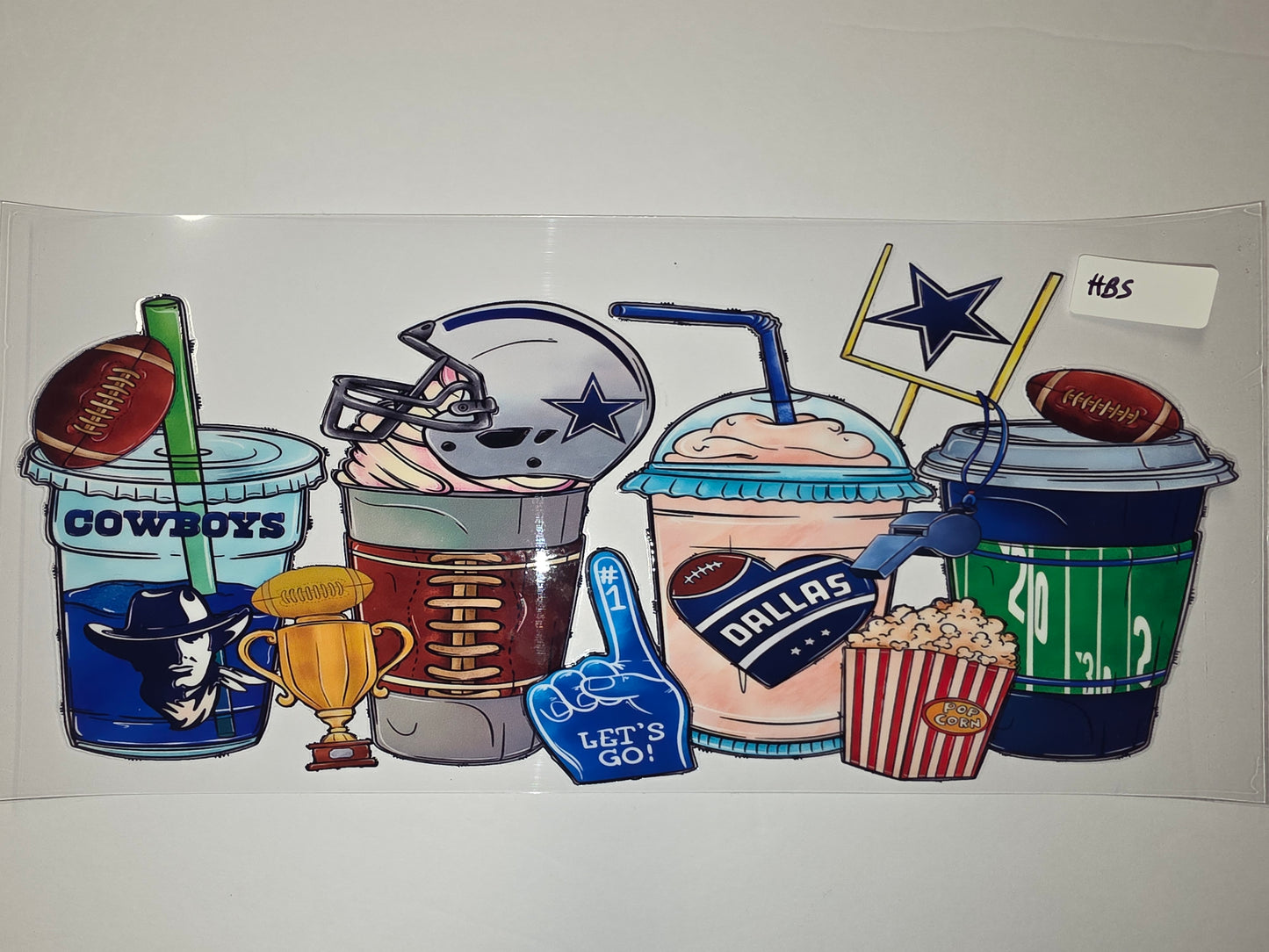Dallas Cowboys Football Fan Tumbler Wrap | Blue, Silver, White & Green Drinkware Design