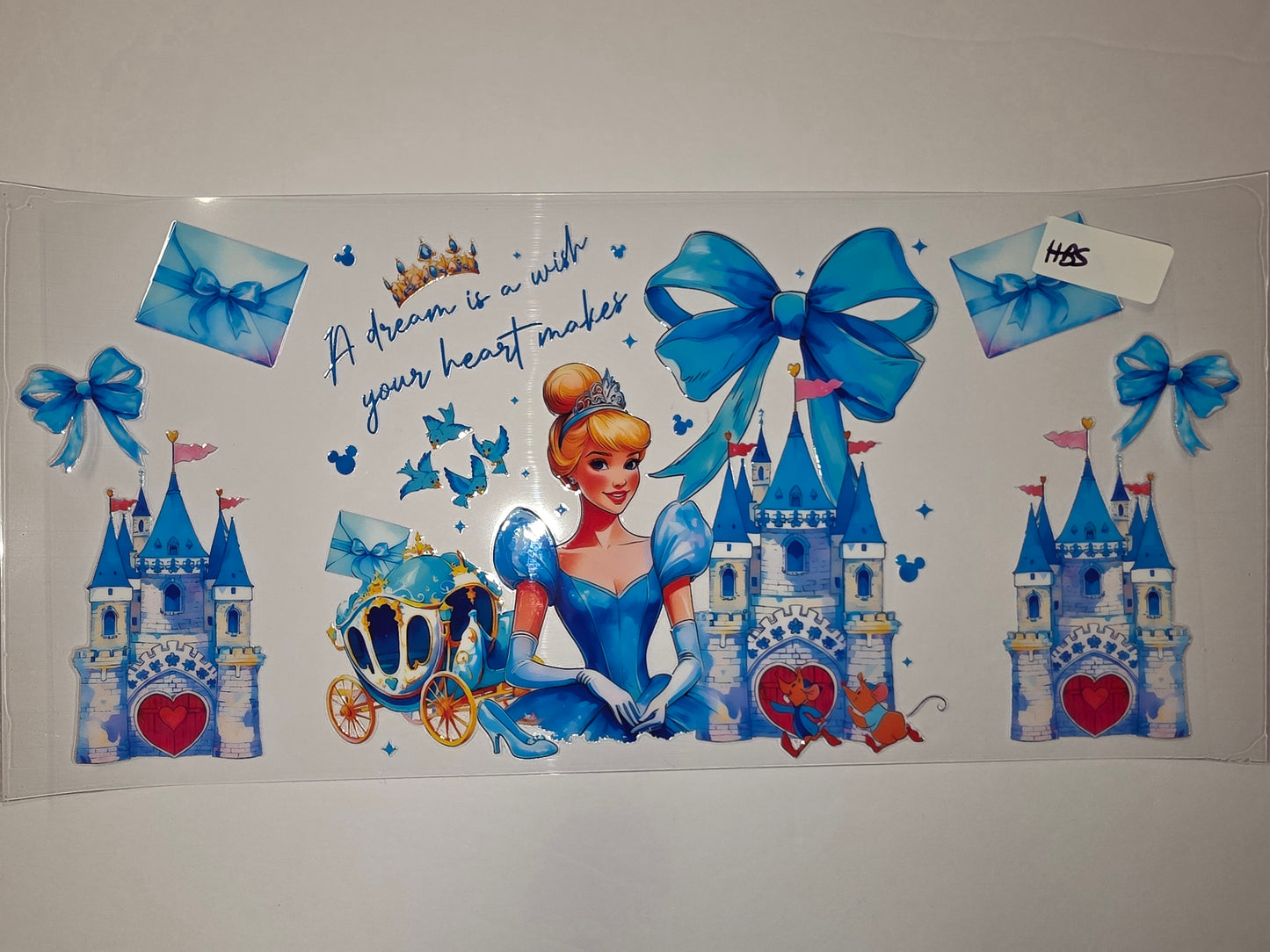 Enchanted Princess Castle & Carriage Tumbler Wrap | Blue Bows & Fairy Tale Design