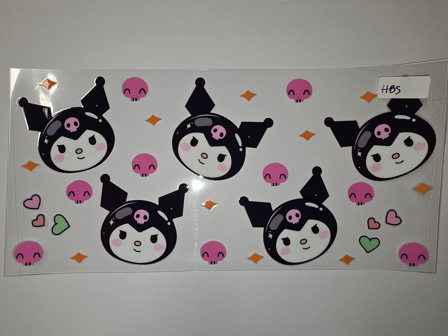 Kawaii Kuromi Skull Tumbler Wrap Design - Cute Black & Pink Sanrio Style Drinkware Decal