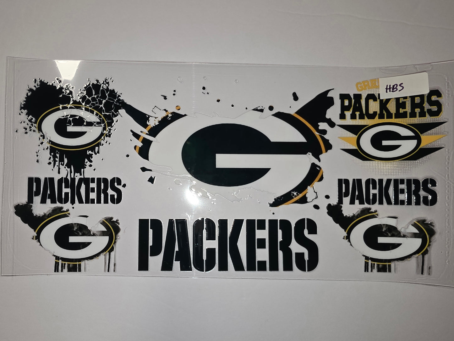 Green Bay Packers Tumbler Wrap - Black, White & Gold Splatter Design