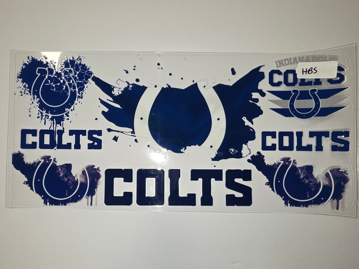 Indianapolis Colts Tumbler Wrap - Blue & White Splatter Design