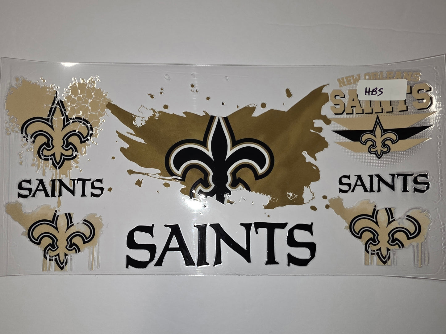 New Orleans Saints Tumbler Wrap - Gold, Black & White Fleur-de-lis Design