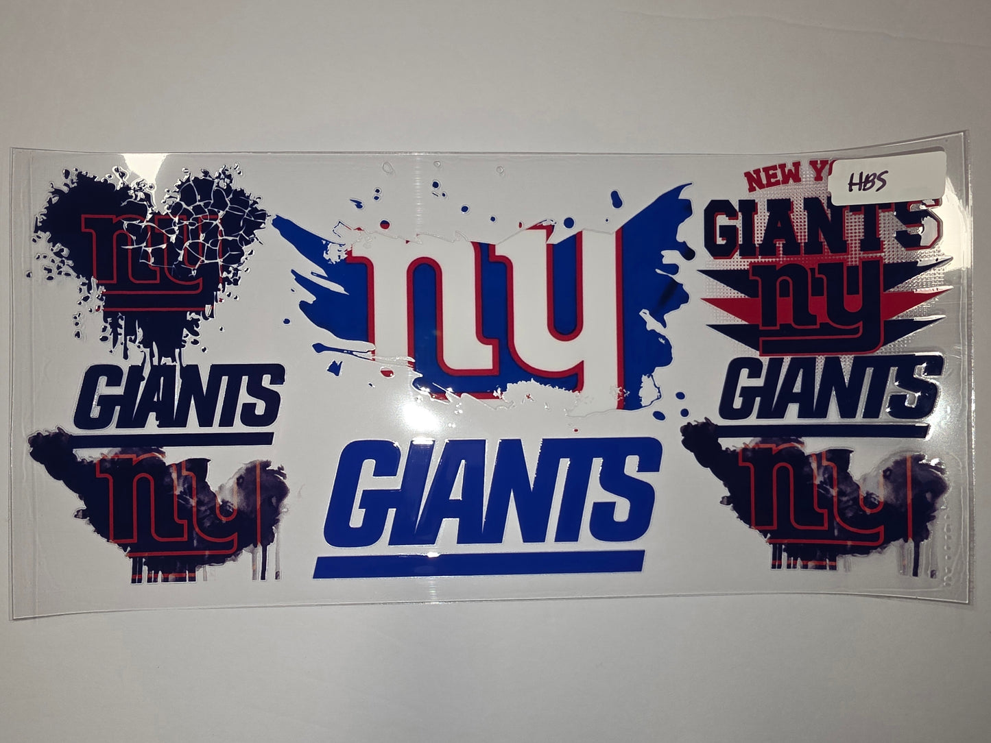 NY Giants Tumbler Wrap - Blue, Red, White Splatter & Grunge Design
