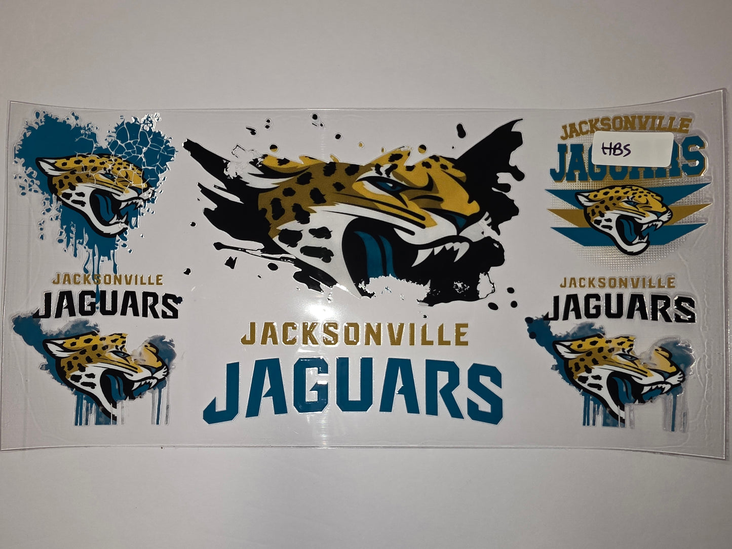Jacksonville Jaguars Tumbler Wrap - Teal, Gold, Black Jaguar Design