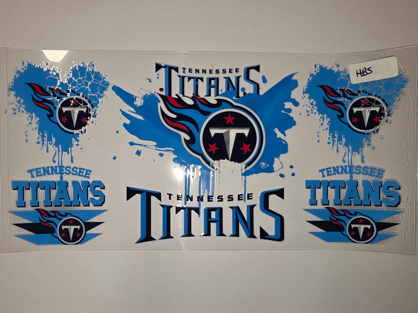 Tennessee Titans Tumbler Wrap - Blue, Red, and Silver Splatter Design