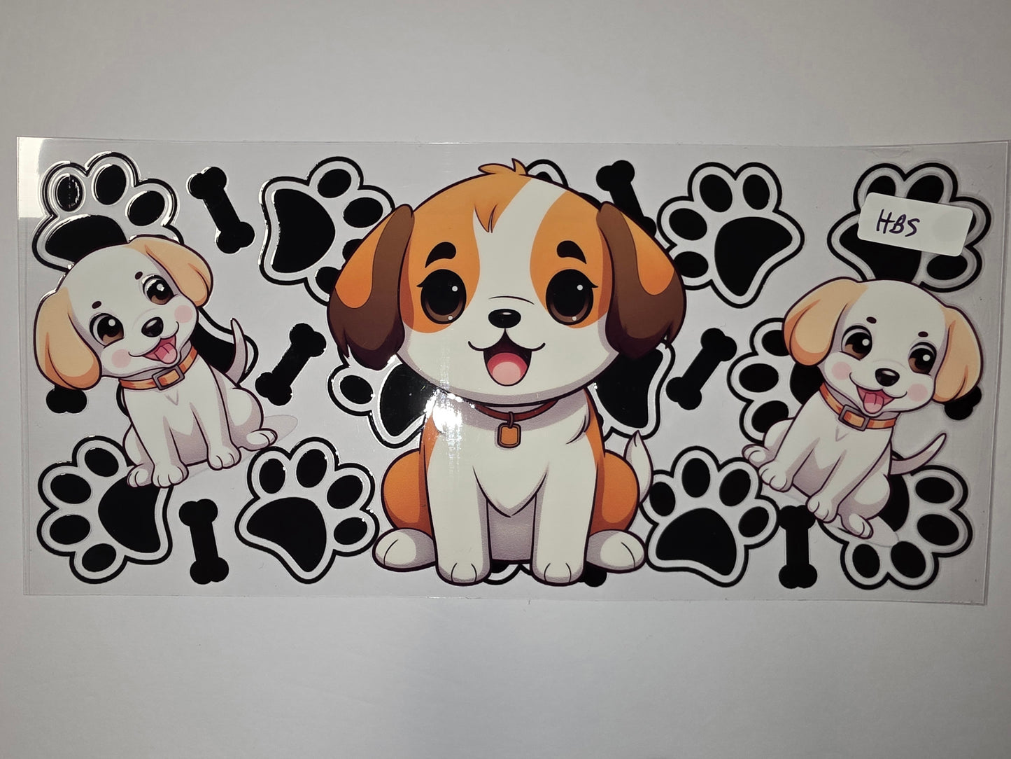Cute Puppy Dog Paw Print Bone Tumbler Wrap - Adorable Cartoon Dog Design