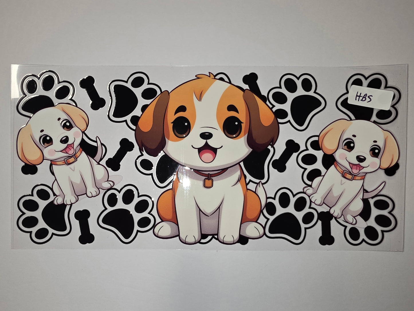 Cute Puppy Dog Paw Print Bone Tumbler Wrap - Adorable Cartoon Dog Design