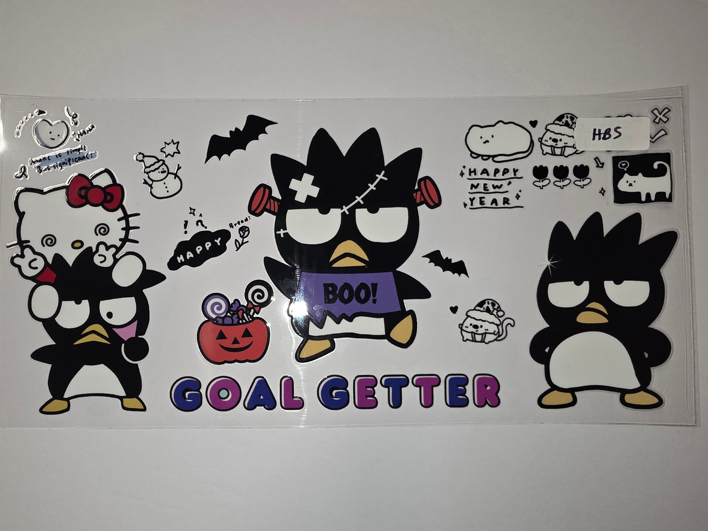 Cute Sanrio Badtz Maru & Hello Kitty Halloween & New Year Tumbler Wrap | Vinyl Sticker Decal