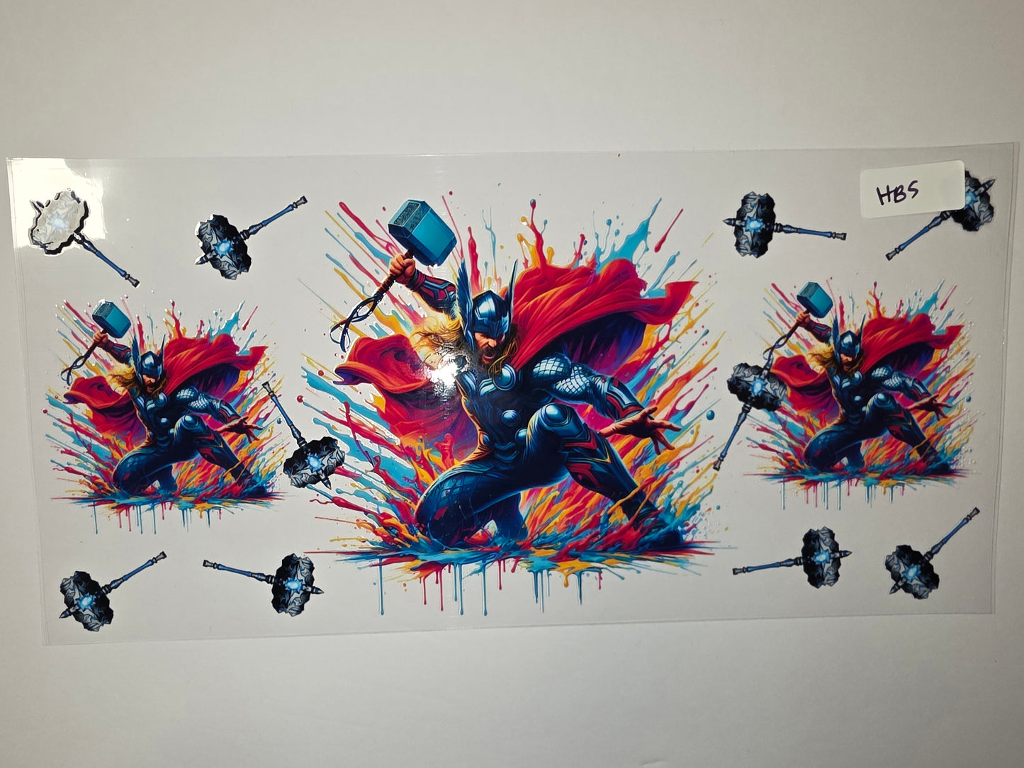 Thor Hammer & Action Tumbler Wrap - Vibrant Splatter Design