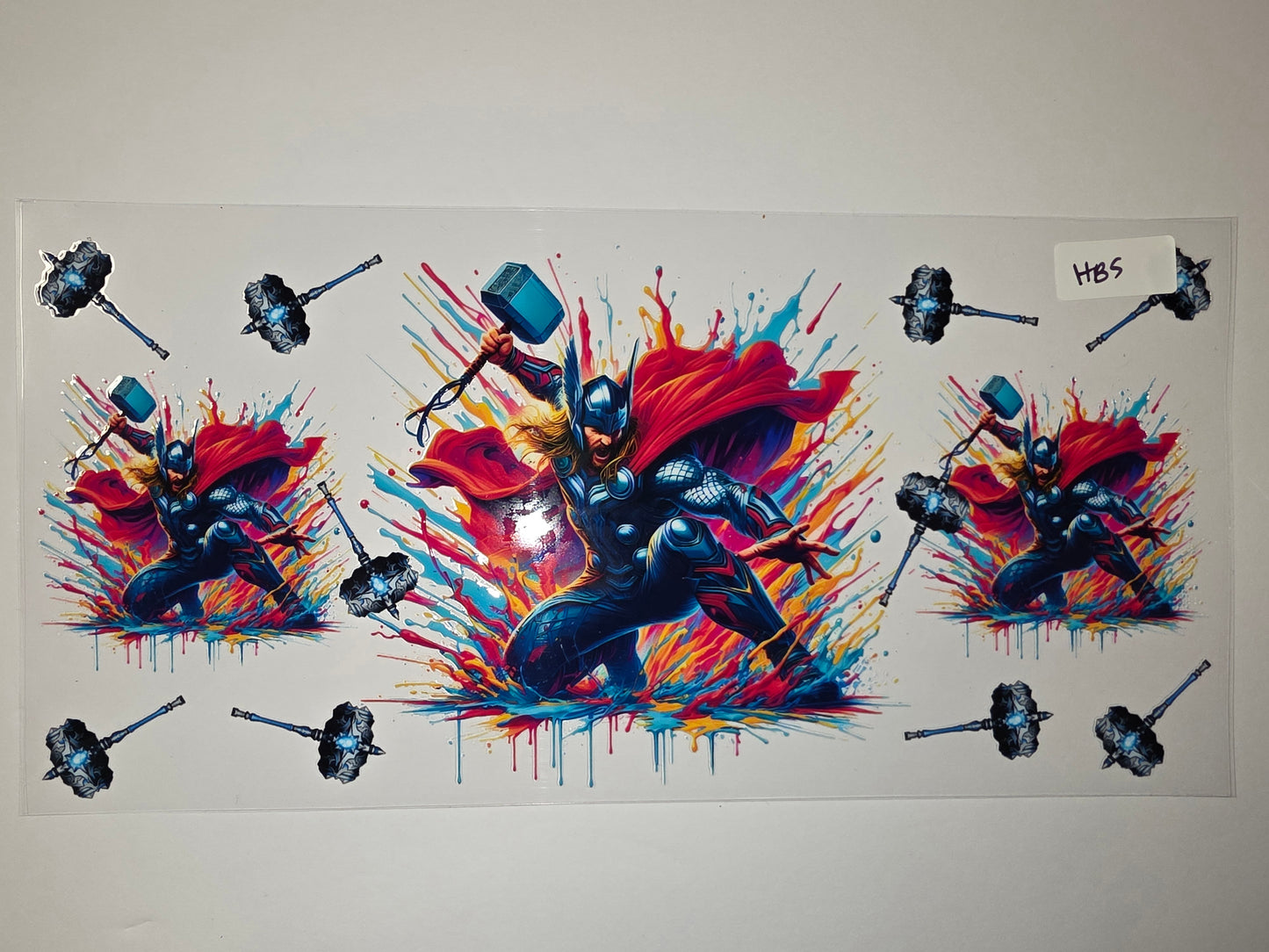 Thor Hammer & Mjolnir Tumbler Wrap - Vibrant Superhero Design