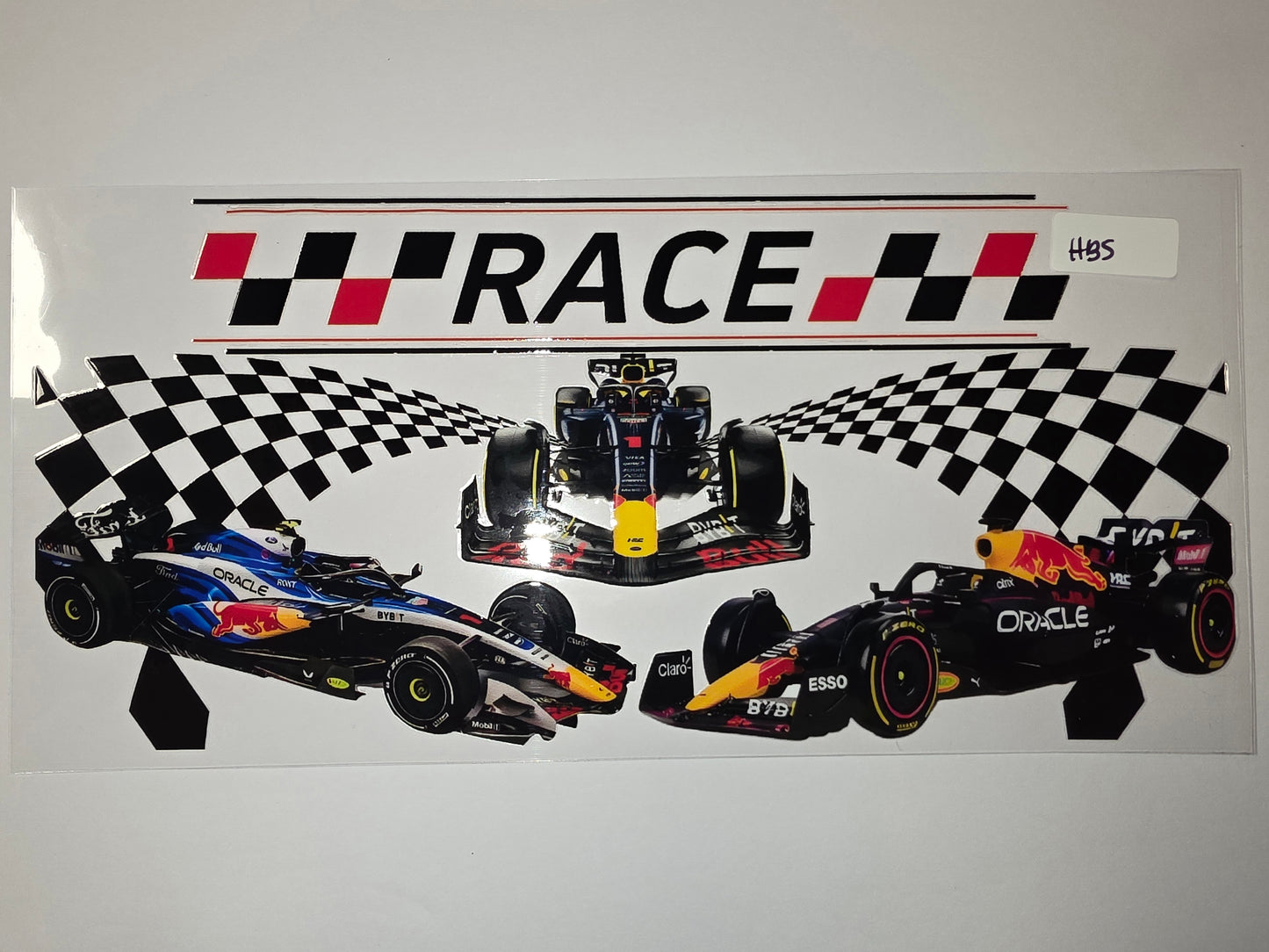 Formula 1 Racing Car Tumbler Wrap - Black, Red, Yellow, Blue - Speed & Victory Design