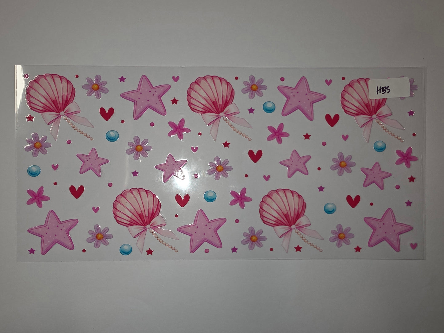 Pink Mermaid Seashell Star Flower Tumbler Wrap | Cute Ocean Drinkware Design