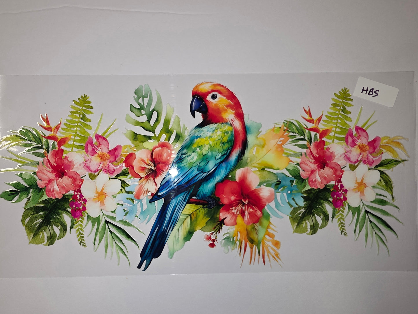 Vibrant Tropical Parrot & Floral Tumbler Wrap | Exotic Bird & Hibiscus Design