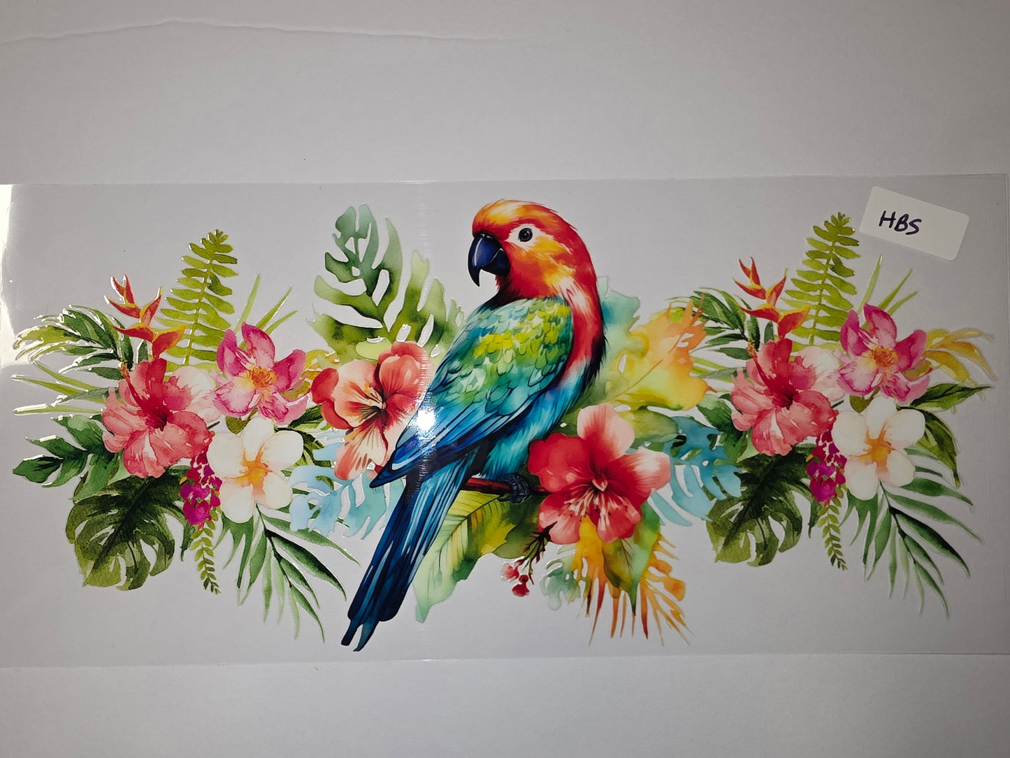 Vibrant Tropical Parrot & Floral Tumbler Wrap | Exotic Bird & Hibiscus Design