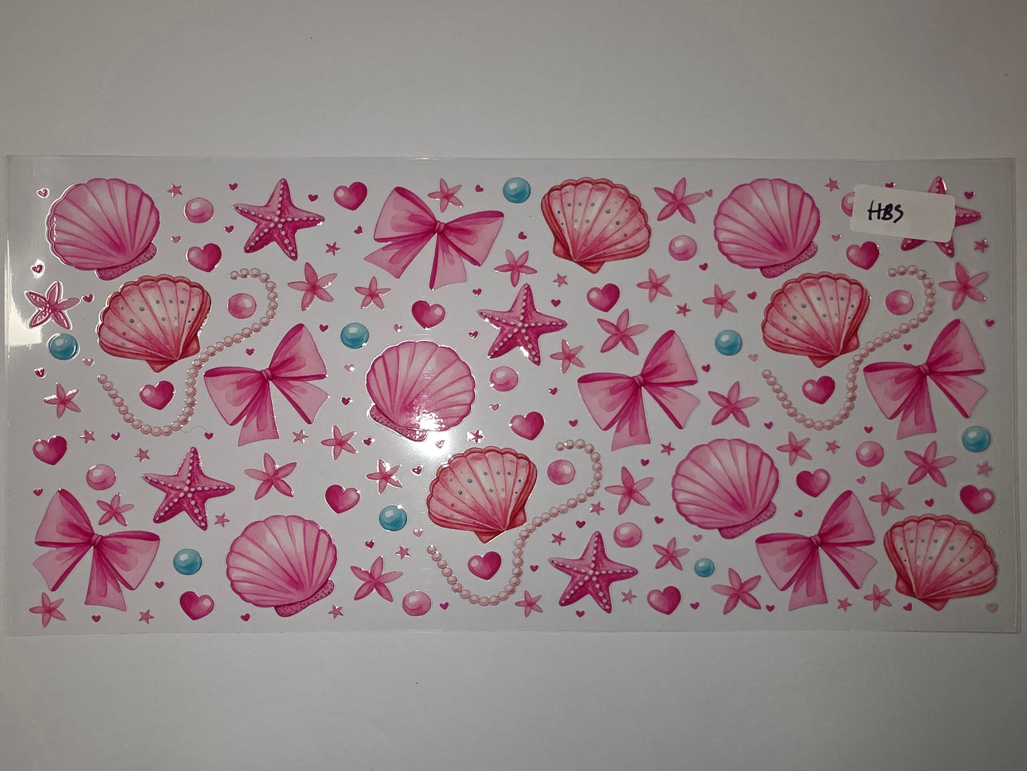 Pink Mermaid Seashell Bow Starfish Tumbler Wrap - Cute Ocean Theme Drinkware Decal