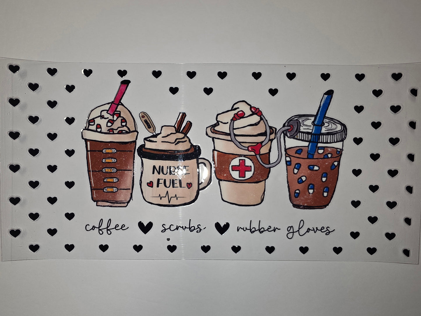 Nurse Fuel Coffee Scrubs Rubber Gloves Tumbler Wrap | Medical Drinkware Design