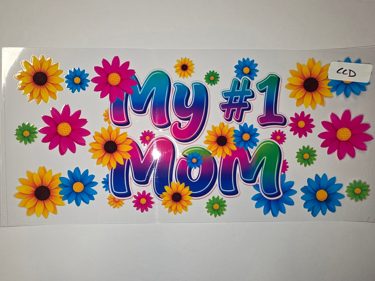 My #1 Mom Floral Tumbler Wrap - Vibrant Flowers & Gradient Text