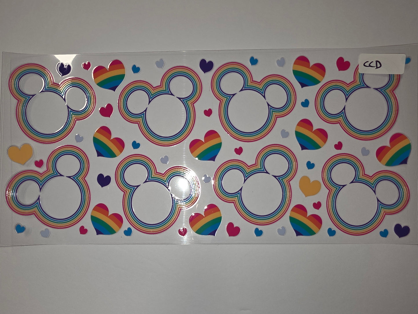 Rainbow Mickey Mouse & Hearts Tumbler Wrap - Vibrant Pride Colors