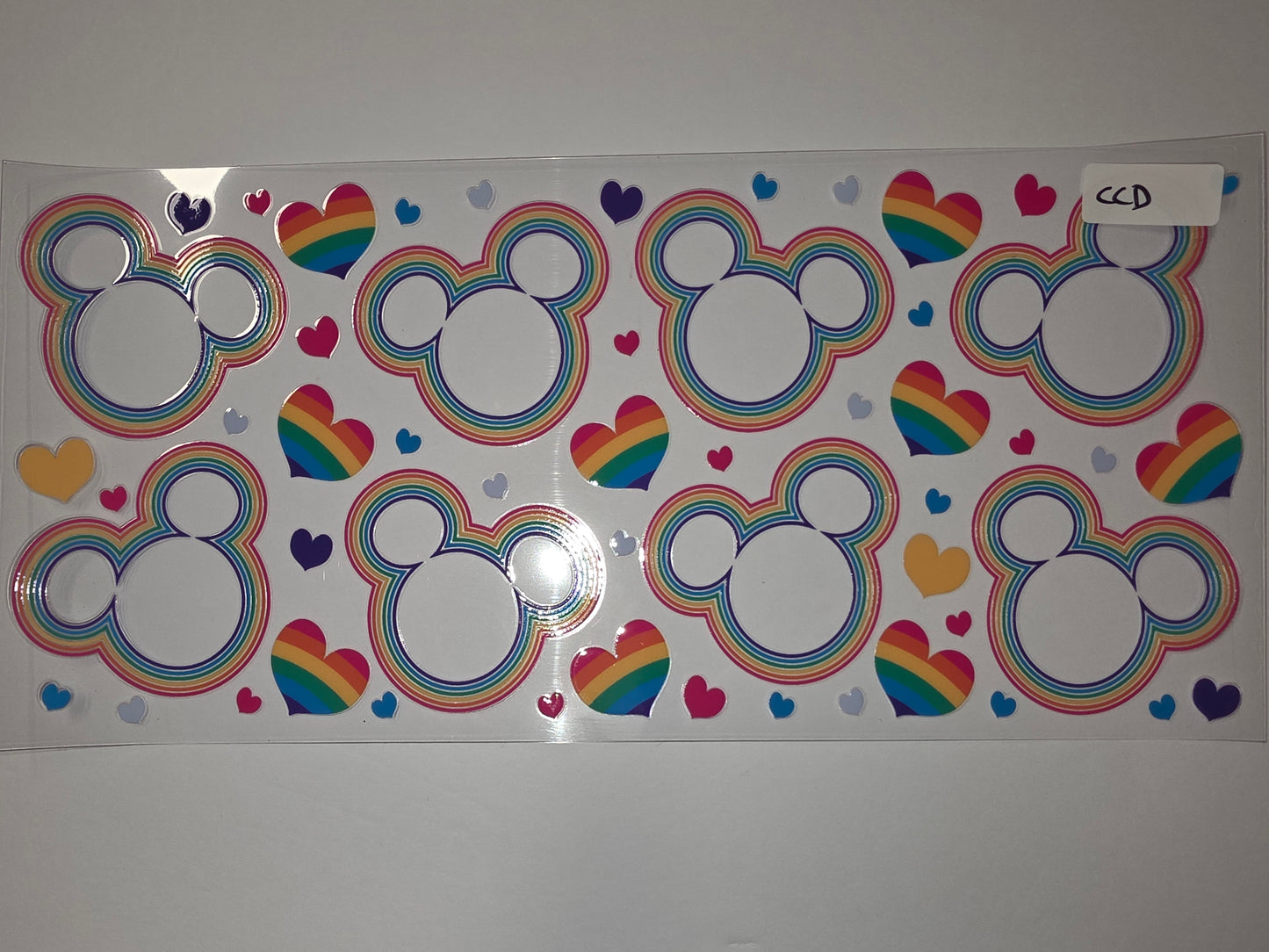 Rainbow Mickey Mouse Head & Heart Tumbler Wraps - Vibrant Colors & Cute Design